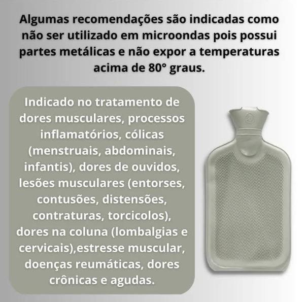 Imagem de Bolsa Térmica Compressa Água Quente Fria Cólica Sinusite - CINZA