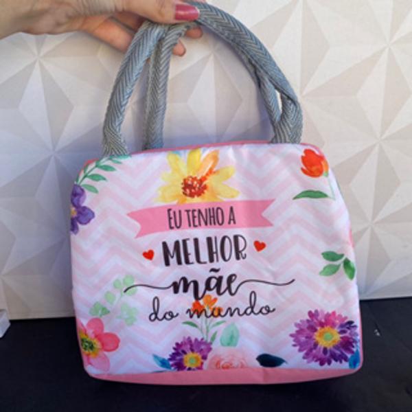 Imagem de Bolsa térmica de alumínio personalizada para mãe com frase e alça