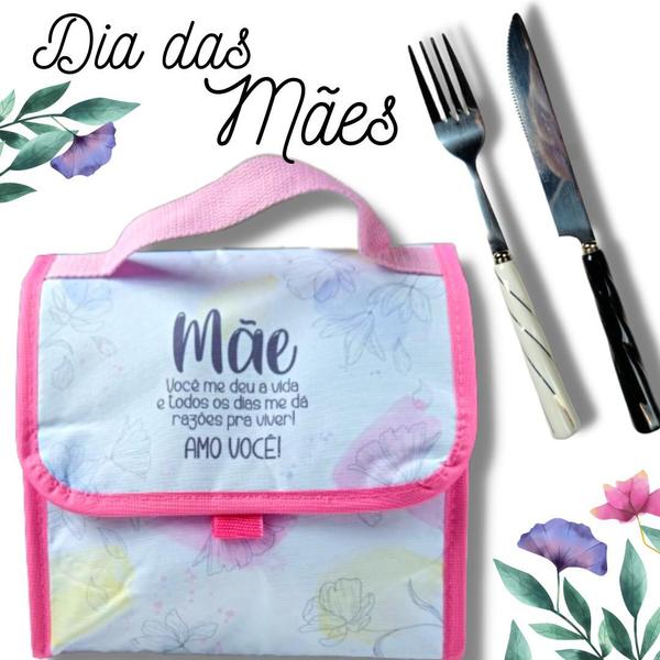 Imagem de Bolsa térmica Dia das Mães + 2 talheres Presente Mae Presente Dia das mães