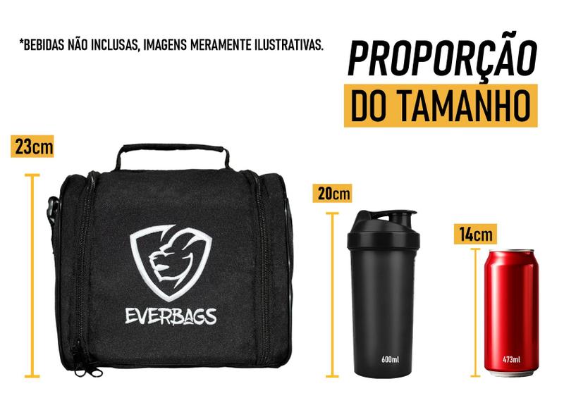 Imagem de Bolsa Térmica Fitness Frasqueira Escolar Trabalho Lancheira Dieta Marmita Treino Academia Garrafa