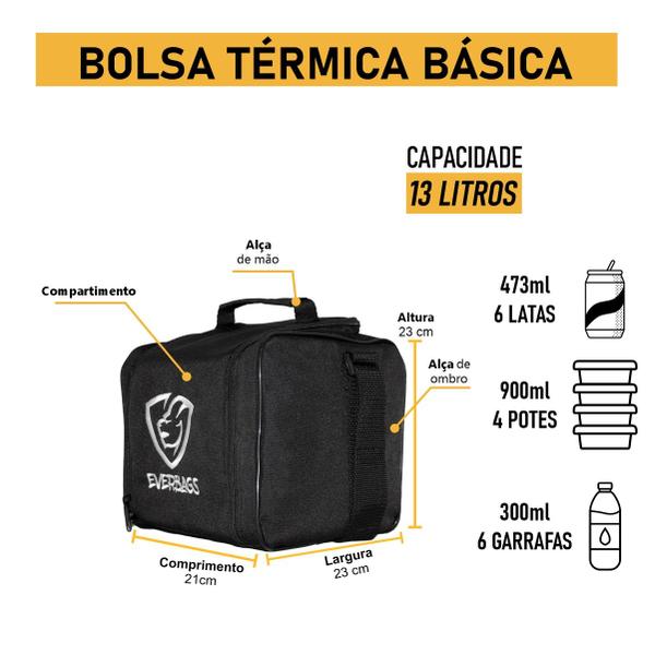 Imagem de Bolsa Térmica Fitness Frasqueira Escolar Trabalho Lancheira Dieta Marmita Treino Academia Garrafa