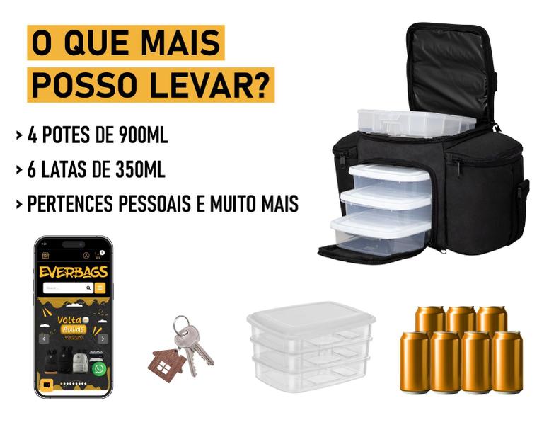 Imagem de Bolsa Térmica Fitness Frasqueira Portátil Escolar Viagem Trabalho Lancheira Marmita Garrafa Lazer