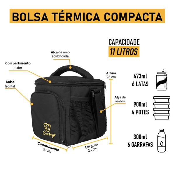 Imagem de Bolsa Térmica Fitness Lancheira Marmita Trabalho Academia Passeio Viagem Frasqueira Alça de Ombro