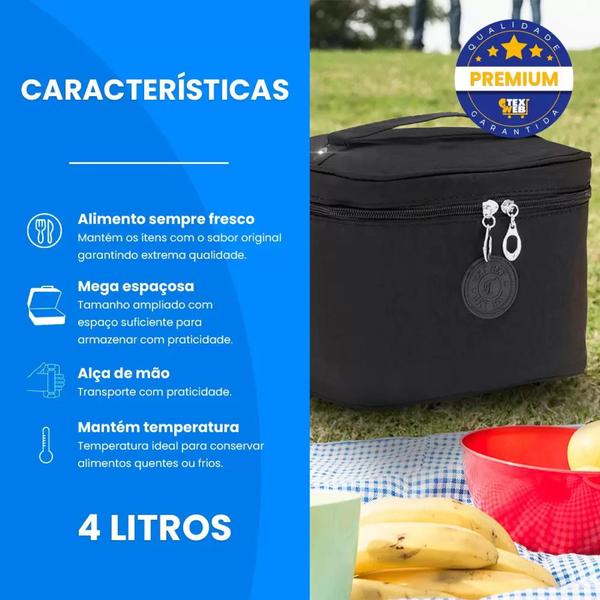 Imagem de Bolsa Térmica Fitness Marmita Viagem Porta Lanche Bebida