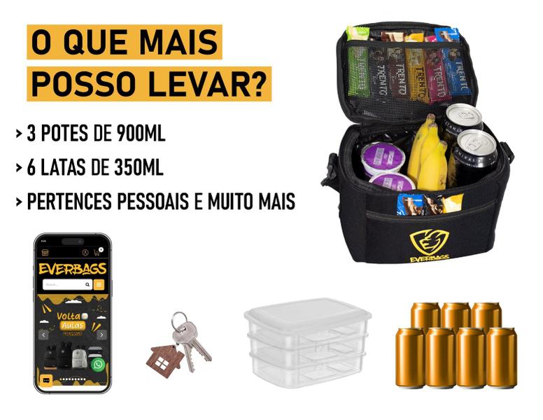 Imagem de Bolsa Térmica Lancheira Fitness Frasqueira Marmita Portátil Passeio Academia Garrafa Esportiva