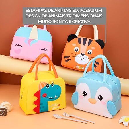 Imagem de Bolsa Térmica Lancheira Infantil Unissex Porta Marmita Bichinhos