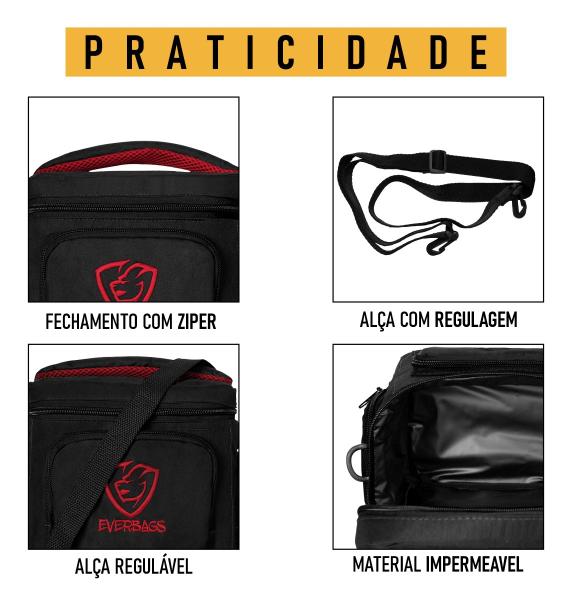 Imagem de Bolsa Térmica Lancheira Marmita Alimentar Dieta Fitness Academia Esportivo Bolso Lateral