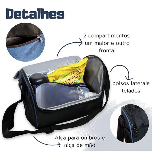 Imagem de Bolsa Térmica Lancheira Marmita Lanches Bebidas Fitness Academia Trabalho - Cinza Claro