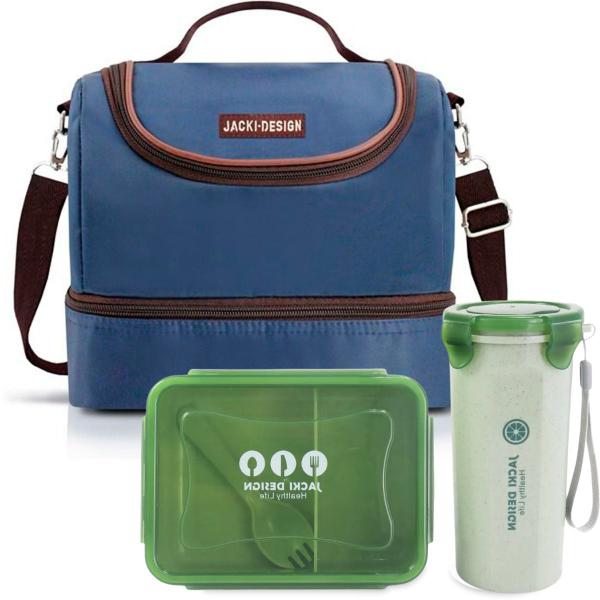 Imagem de Bolsa Térmica Lancheira Necessaire Alça Ombro Kit Marmita e Copo Box  Fitness Escola Trabalho Verde