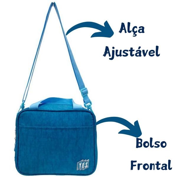 Imagem de Bolsa Térmica Lancheira Porta Marmita Fitness Com Alça Ajustável Azul Multiuso Frasqueira Academia Trabalho Escola Yes