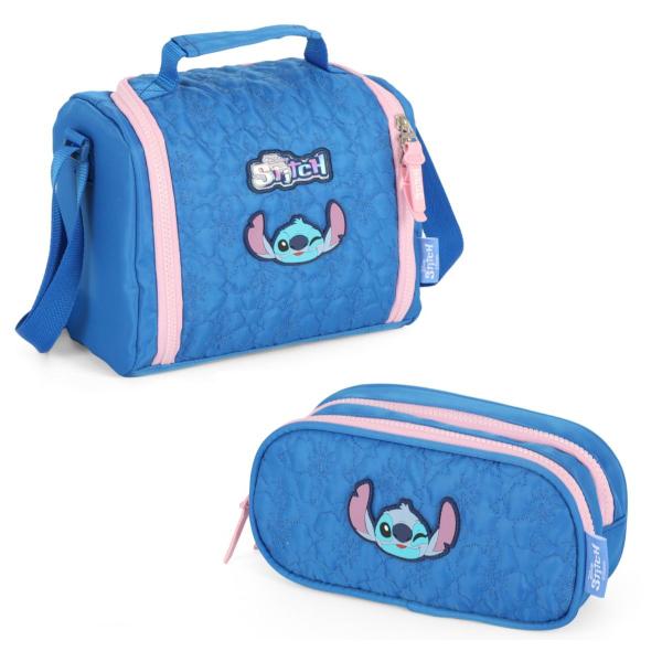 Imagem de Bolsa Termica Lilo Stitch Alça De Ombro +Estojo Escolar Azul