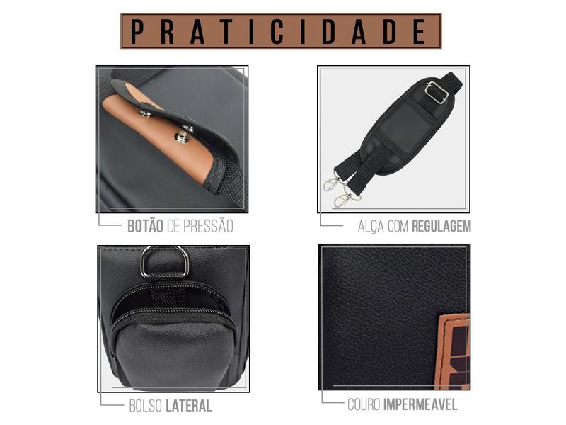 Imagem de Bolsa Térmica Marmita Fitness Fit Lancheira Black Luxo Couro