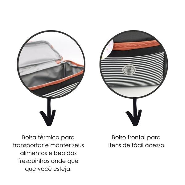 Imagem de Bolsa Térmica Marmita Fitness P/ Trabalho Academia Passeio Cerveja Bebida - Quente/Frio 6L - Clio