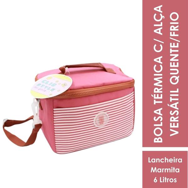 Imagem de Bolsa Térmica Marmita Fitness P/ Trabalho Academia Passeio Cerveja Bebida - Quente/Frio 6L - Clio