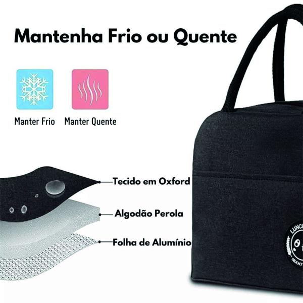 Imagem de Bolsa Térmica Marmita Lancheira Pequena 3L Fitness  Trabalho  Passeios