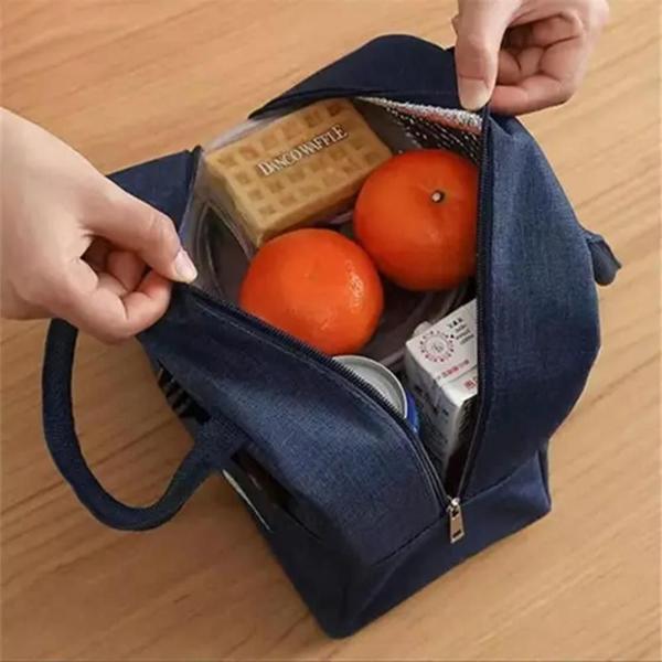 Imagem de Bolsa Térmica Necessaire Portátil Lancheira Dobrável Azul