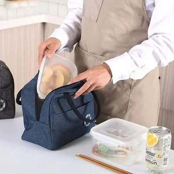 Imagem de Bolsa Térmica Necessaire Portátil Lancheira Dobrável Organizadora Multifuncional Bolso Externo Semi-Impermeável com Alça