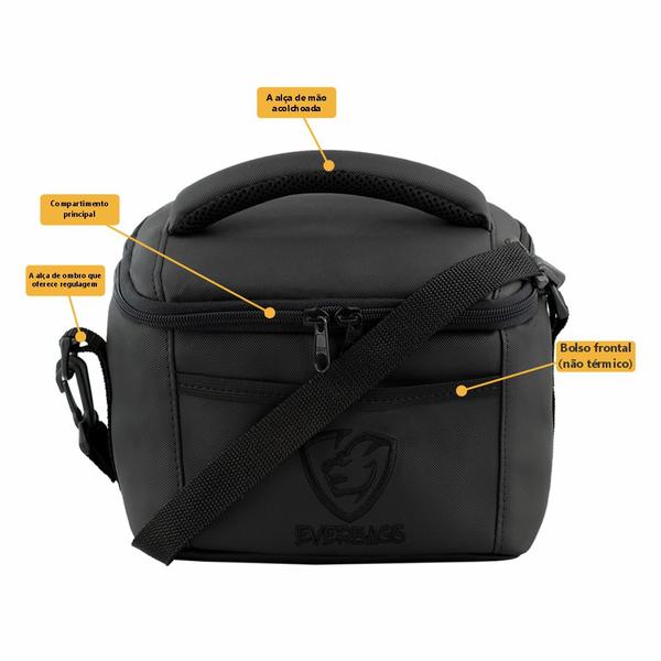 Imagem de Bolsa Térmica Porta Marmita Fitness Fit Lancheira Everbags Black Luxo