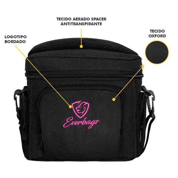 Imagem de Bolsa Térmica Porta Marmita Lancheira Master Preto Rosa