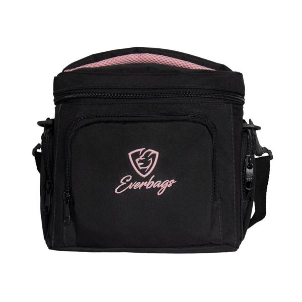 Imagem de Bolsa Térmica Porta Marmita Master Preto Logotipo Rosa Claro