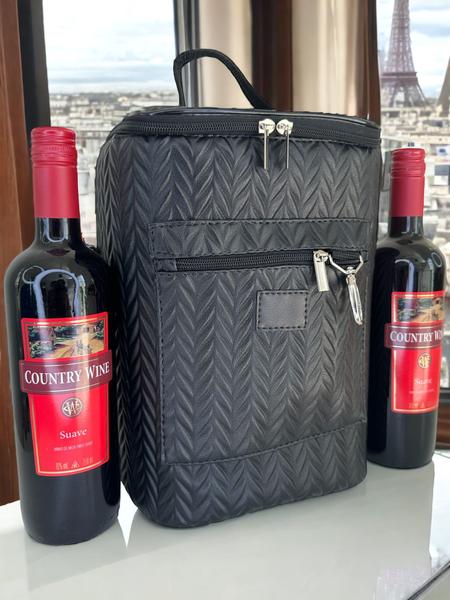 Imagem de Bolsa Térmica Porta Vinho 4 Garrafas ou 2 Garrafas e 2 Taças - Pronta Entrega - VÁRIAS CORES - PV4