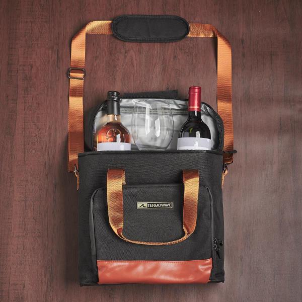 Imagem de Bolsa Térmica Porta Vinho Termowave Mochila Garrafa - Preta