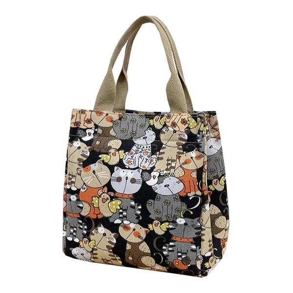 Imagem de Bolsa Tote Elegante para Mulheres com Estampa de Gato - Bolsa Portátil para Mães