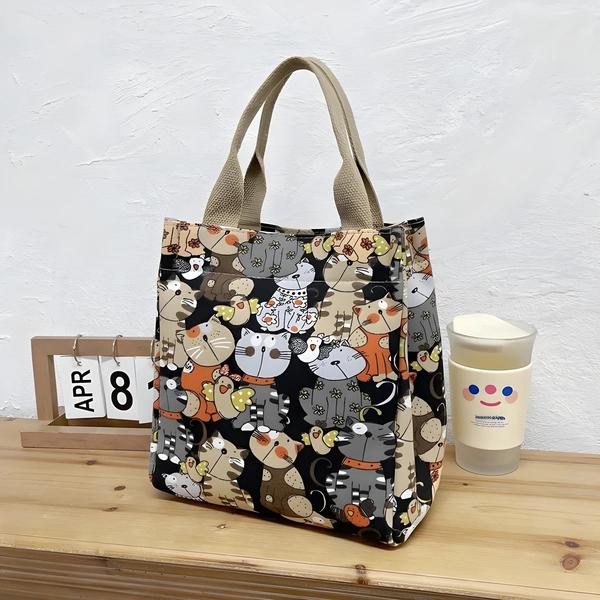 Imagem de Bolsa Tote Elegante para Mulheres com Estampa de Gato - Bolsa Portátil para Mães