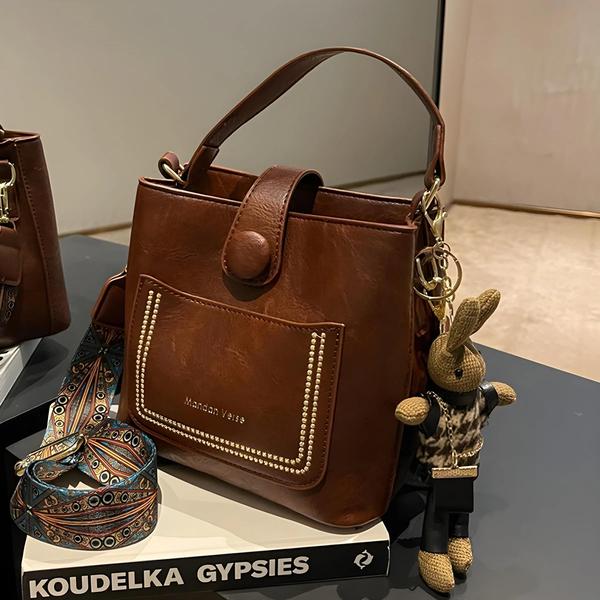 Imagem de Bolsa Tote Feminina de Couro Vintage - Grande Capacidade e Estilo Moderno