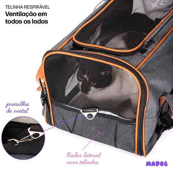 Imagem de Bolsa Transporte Pet Grande Viagem Cabine Avião MADOG Lux