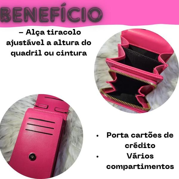 Imagem de Bolsa Transversal Feminina  Moda Deluxe Porta Celular Tiracolo Trabalho Social com Duas Divisórias