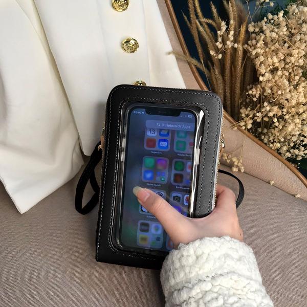 Imagem de Bolsa Transversal Feminina Social Celular Bolso Touch Screen Blogueira Moderna Bolso Casamento Luxo Baguete