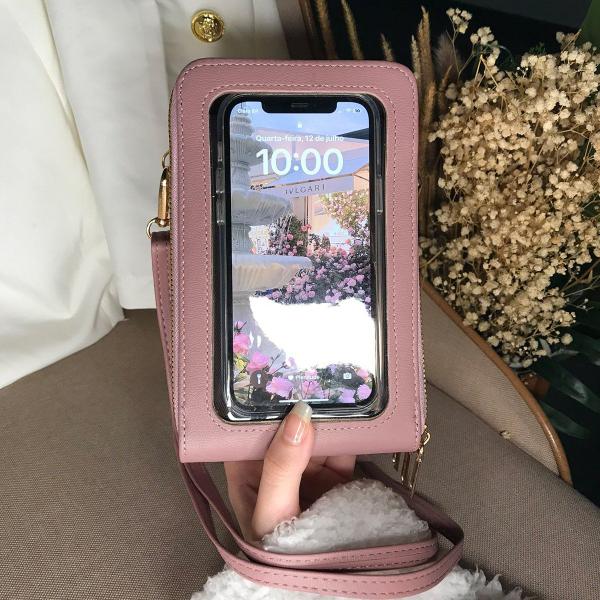 Imagem de Bolsa Transversal Feminina Social Celular Bolso Touch Screen Blogueira Moderna Bolso Casamento Luxo Baguete