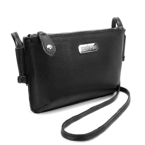 Imagem de Bolsa Transversal Pequena Couro Legitimo Mini Bag Para Chaves Celular Road Seven