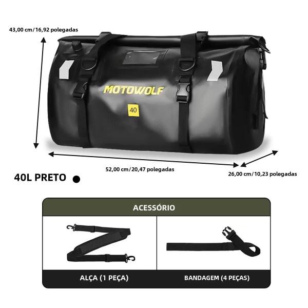 Imagem de Bolsa Traseira para Motocicleta à Prova d'Água - 40/66L - Ideal para Viagens