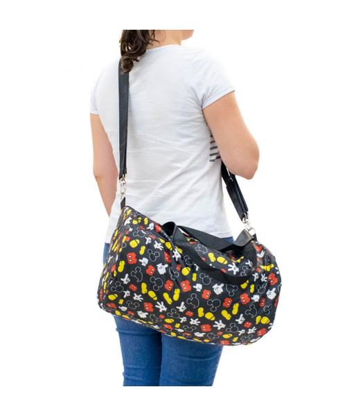 Imagem de Bolsa Viagem Academia Preta Partes Corpo Mickey 22x43x25cm - Disney