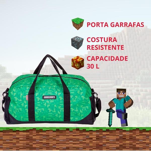 Imagem de Bolsa Viagem Reforçada Mala Mão Bordo Transversal Minecraft