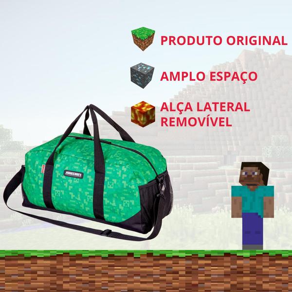 Imagem de Bolsa Viagem Reforçada Mala Mão Bordo Transversal Minecraft