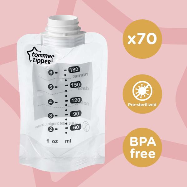 Imagem de Bolsas de leite materno Tommee Tippee 70 unidades sem BPA