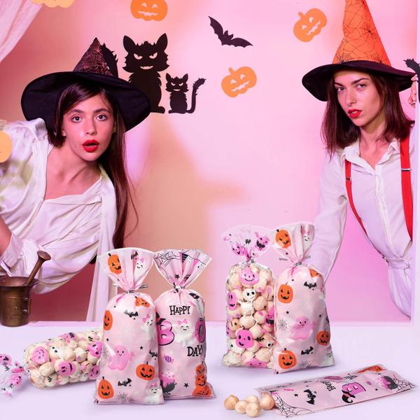 Imagem de Bolsas de lembrancinhas de Halloween Yeaqee Little Boo Pink 100 unidades