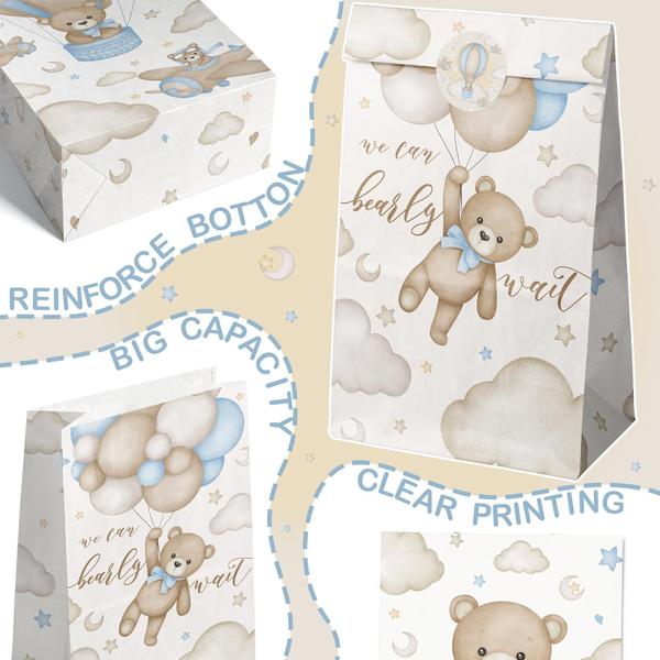 Imagem de Bolsas Party Favor Bags Outego Teddy Bear Brown Baby Shower x24