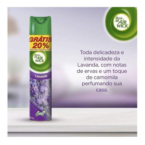 Imagem de Bom Ar Spray Air Wick Aromatizante de Ambientes Cheirinho Lavanda 360ml