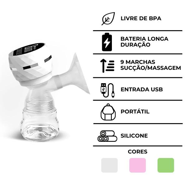 Imagem de Bomba Branca para Tirar Leite com Visor Digital 09 Velocidades