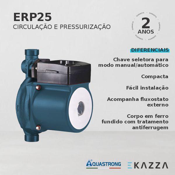 Imagem de Bomba Circuladora e Pressurizadora ERP25 1/3 HP Aquastrong