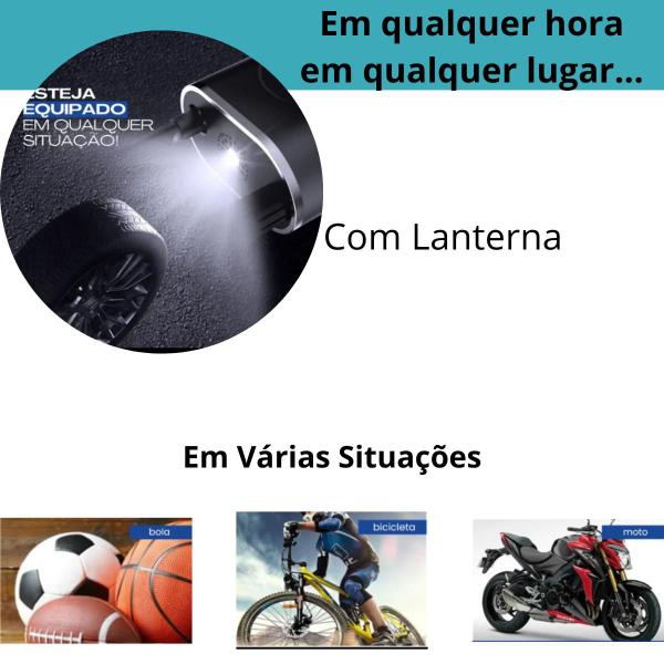 Imagem de Bomba de Ar Automotiva Sem Fio  Mini Compressor de Ar Digital com Luz de Emergência LED