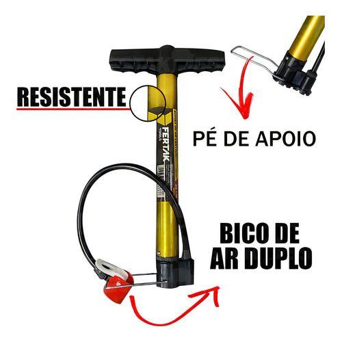 Imagem de Bomba de Ar de Encher Pneu Bike Moto Bicicleta Carro Carrinho Calibrar Pneus Manual Mini Bonba Portátil Bola Futebol Vôlei Enxer Peneu Pequena