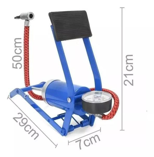 Imagem de Bomba de ar encher bike carro moto Bicicleta Bola Colchão com pedal e Manometro