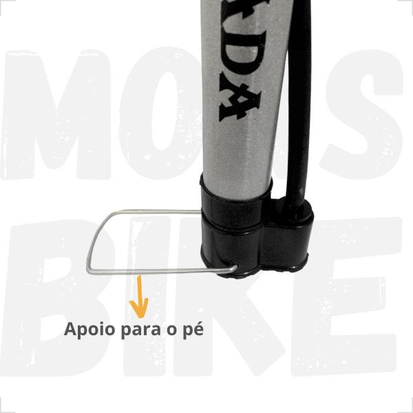 Imagem de Bomba De Ar Encher Pneu Bike + Cadeado Aço 1m X 6mm Elleven Com Chave e Suporte Quadro