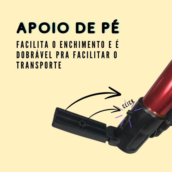 Bomba De Ar Manual Com Apoio De Pé Com 3 Bicos E Mangueira Acoplada - Petrin Imagem de Bomba De Ar Manual Com Apoio De Pé Com 3 Bicos E Mangueira Acoplada