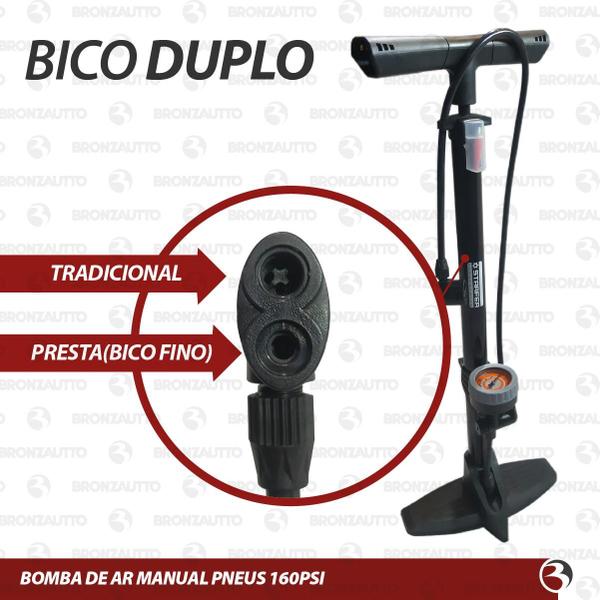 Imagem de Bomba De Ar Manual Pneus Carro Moto Bicicleta 160psi Starfer